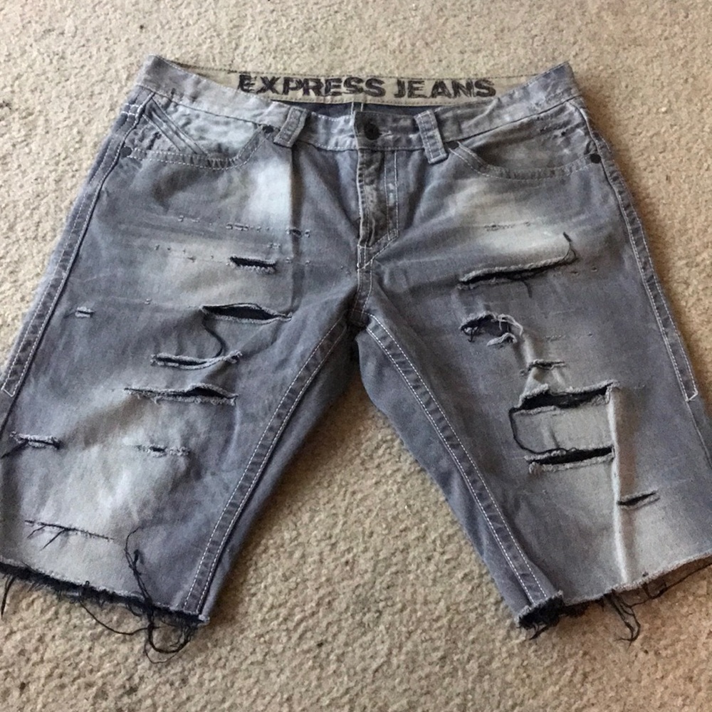 Express men gray jean shorts